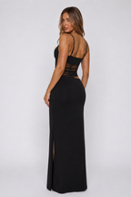 Obsidian Mesh Cut-Out Maxi Dress