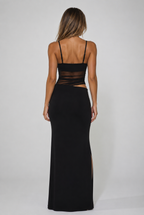 Obsidian Mesh Cut-Out Maxi Dress